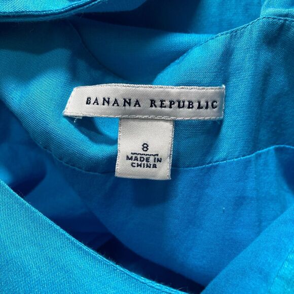 Banana Republic Dress Womens 8 Blue Silk Blend Scoop Neck Knee Length Strappy - Picture 3 of 10